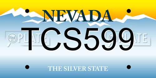 TCS599 Nevada License Plate