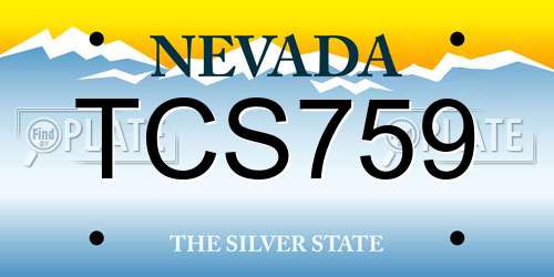 TCS759 Nevada License Plate