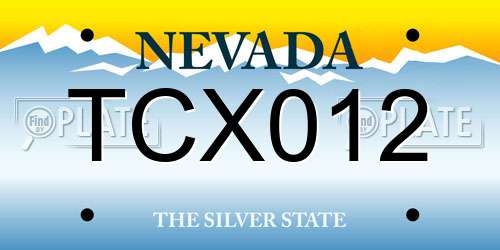 TCX012 Nevada License Plate