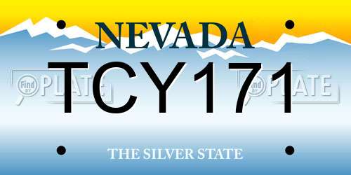 TCY171 Nevada License Plate