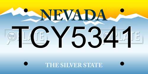 TCY5341 Nevada License Plate