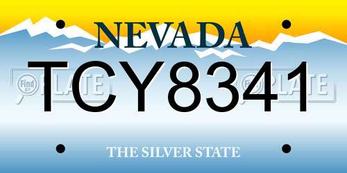 TCY8341 Nevada License Plate