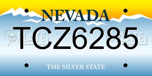 TCZ6285 Nevada License Plate