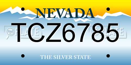 TCZ6785 Nevada License Plate