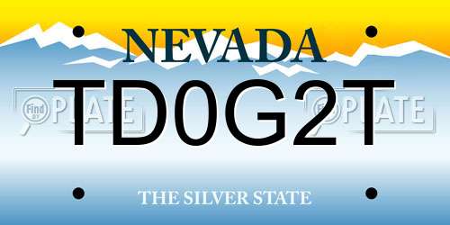 TD0G2T Nevada License Plate