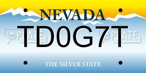 TD0G7T Nevada License Plate