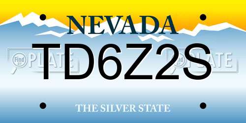 TD6Z2S Nevada License Plate