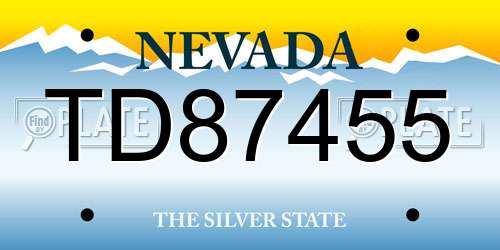 TD87455 Nevada License Plate