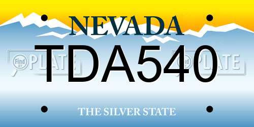 TDA540 Nevada License Plate