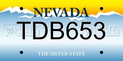 TDB653 Nevada License Plate