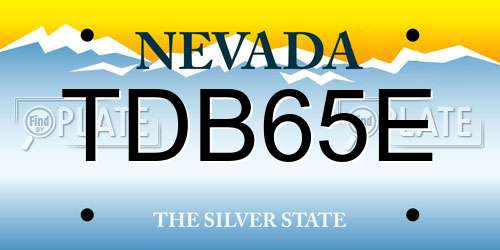 TDB65E Nevada License Plate