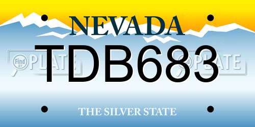 TDB683 Nevada License Plate