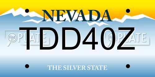 TDD40Z Nevada License Plate