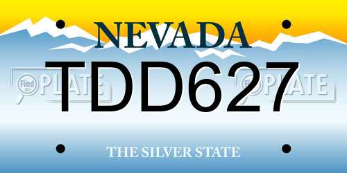 TDD627 Nevada License Plate
