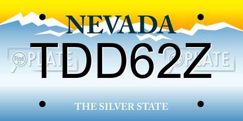TDD62Z Nevada License Plate