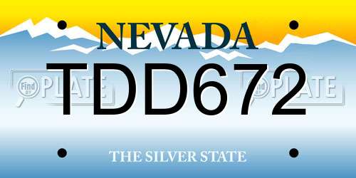 TDD672 Nevada License Plate