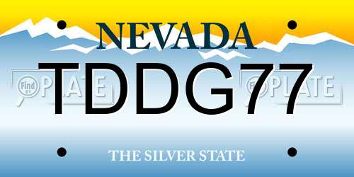 TDDG77 Nevada License Plate