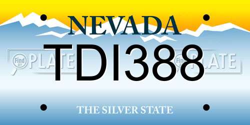 TDI388 Nevada License Plate