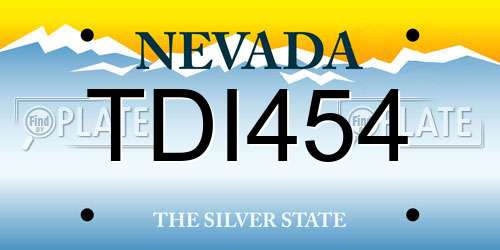 TDI454 Nevada License Plate