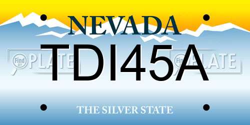 TDI45A Nevada License Plate