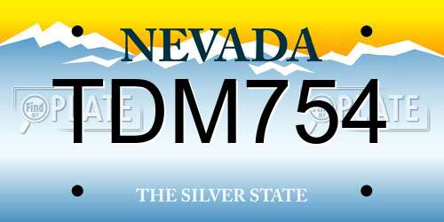 TDM754 Nevada License Plate
