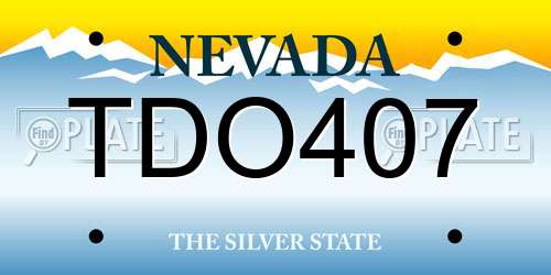 TDO407 Nevada License Plate