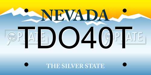 TDO40T Nevada License Plate