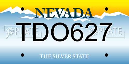 TDO627 Nevada License Plate