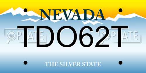 TDO62T Nevada License Plate