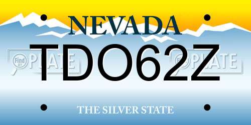 TDO62Z Nevada License Plate