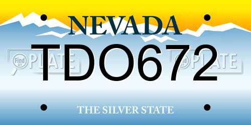 TDO672 Nevada License Plate
