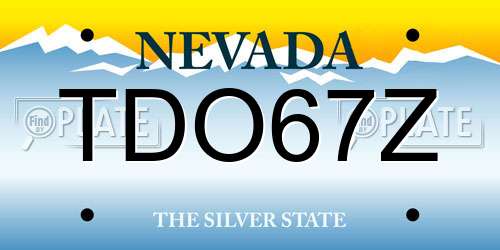 TDO67Z Nevada License Plate