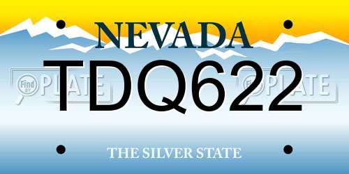 TDQ622 Nevada License Plate
