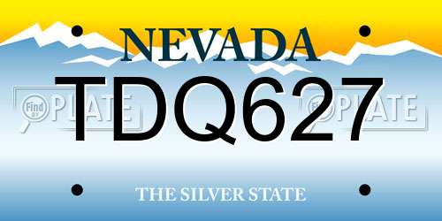 TDQ627 Nevada License Plate