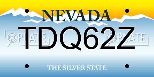 TDQ62Z Nevada License Plate