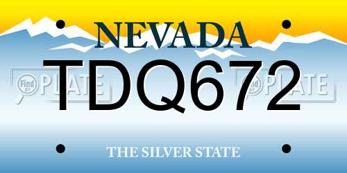 TDQ672 Nevada License Plate