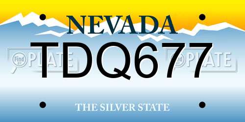 TDQ677 Nevada License Plate