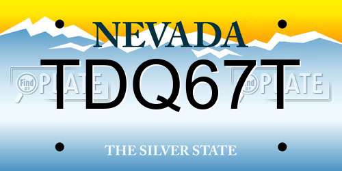 TDQ67T Nevada License Plate