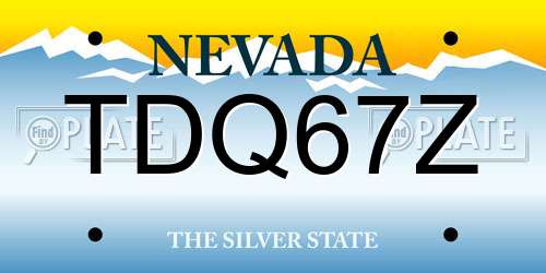 TDQ67Z Nevada License Plate