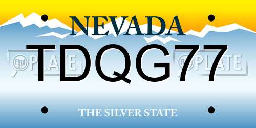 TDQG77 Nevada License Plate