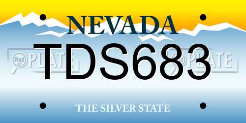 TDS683 Nevada License Plate