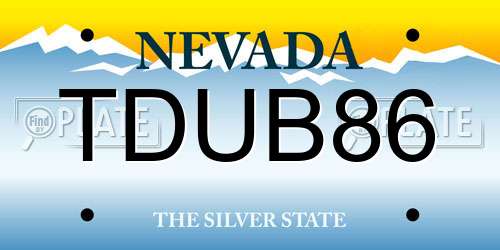 TDUB86 Nevada License Plate