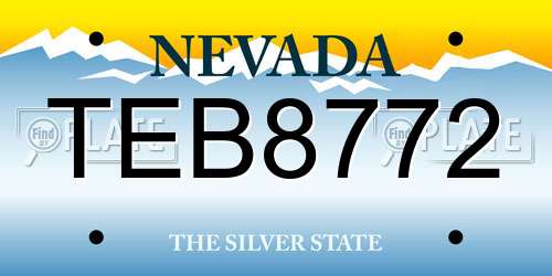 TEB8772 Nevada License Plate