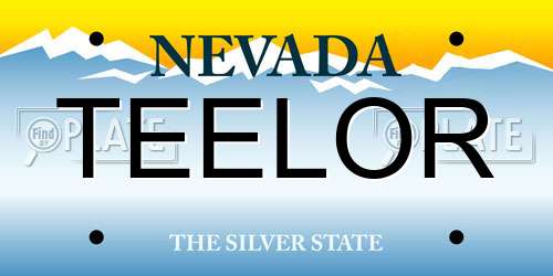 TEELOR Nevada License Plate