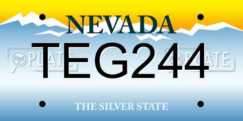 TEG244 Nevada License Plate