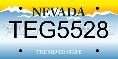 TEG5528 Nevada License Plate