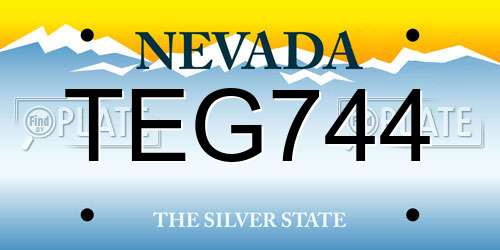 TEG744 Nevada License Plate