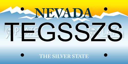TEGSSZS Nevada License Plate