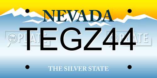 TEGZ44 Nevada License Plate