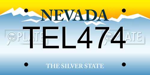 TEL474 Nevada License Plate